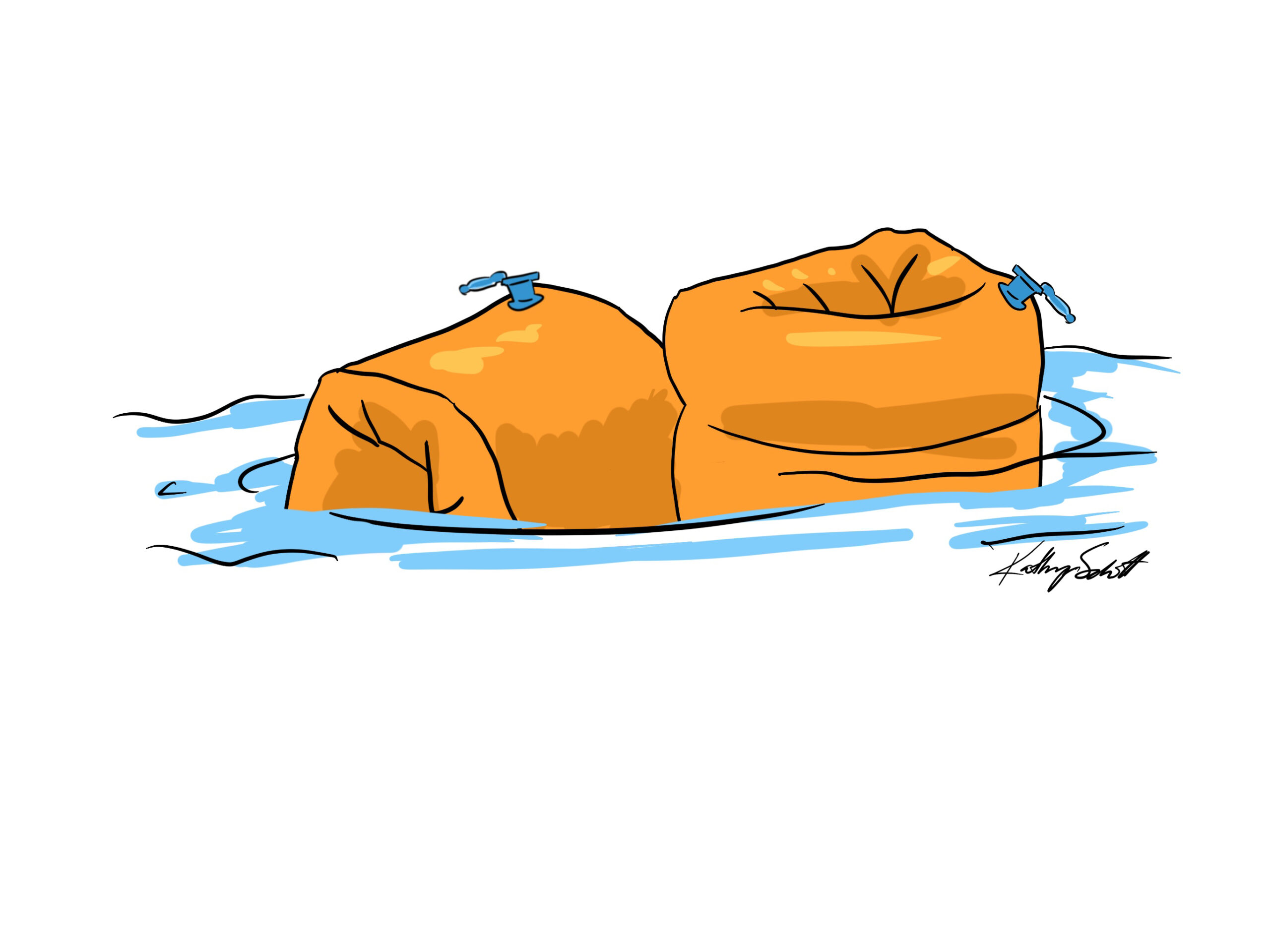 Arm floaties in water